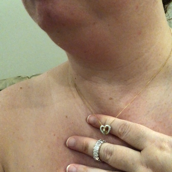 14k solid gold Diamond Heart Orb 3D Pendant Necklace - Picture 2 of 8